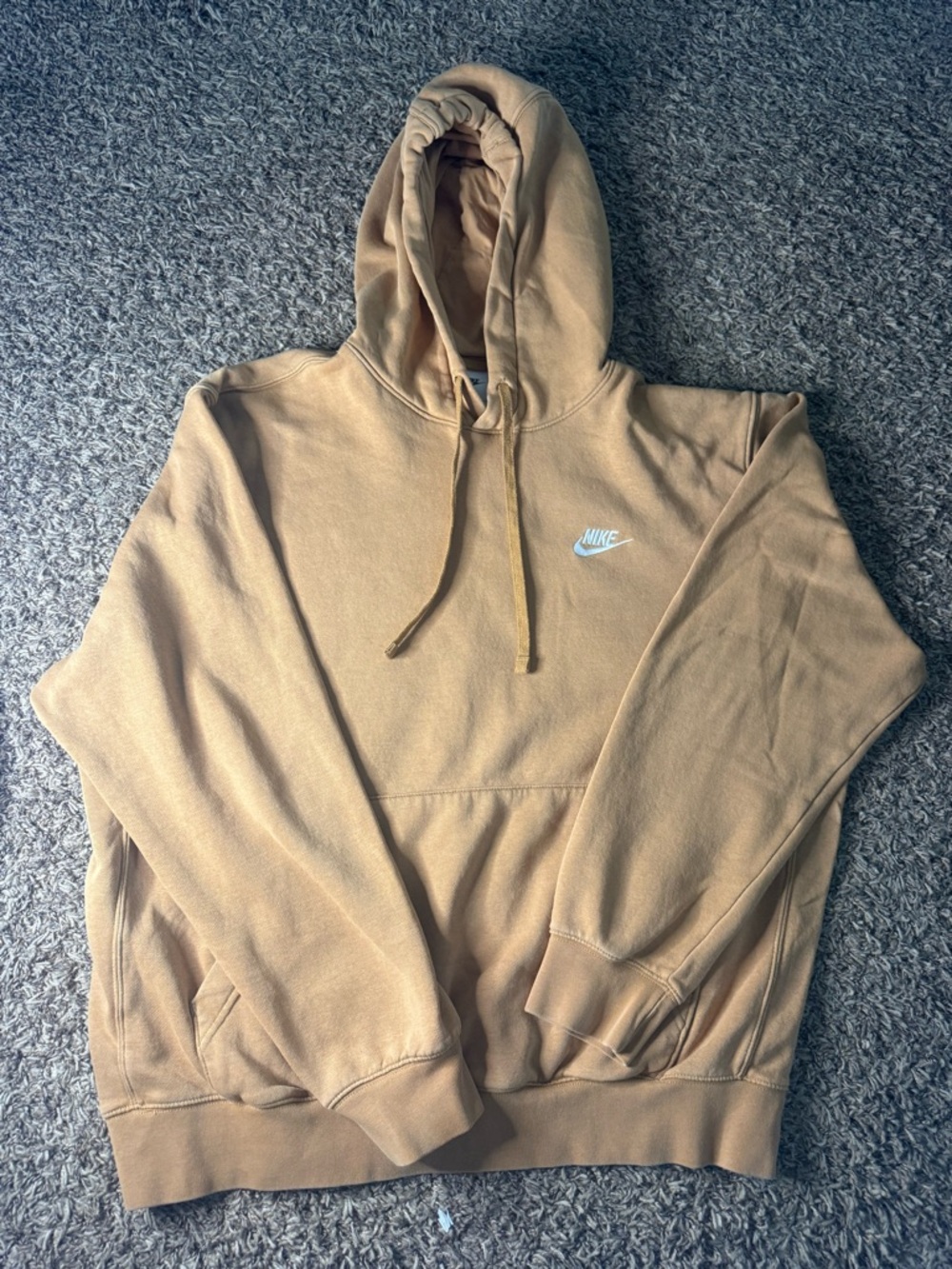 Nike Tan/Camel Pullover Hoodie with White Swoosh